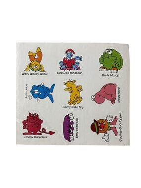 Vtg 1982 Willy Wonks Candy Club Sticker sheet unused Sweet mascots rare htf